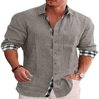 Paille muškarci košulje rever za bluzu za bluzu na vrhu vrhova udobna djela tunika majica Grey M