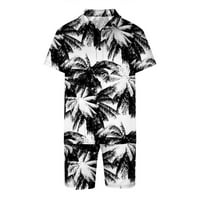Simplmasygeni muški kratke hlače Postavite casual košulje Odijelo Ispis kratkog rukava zazora odbojnih rukava Men Button Button plaža bluza i hlače