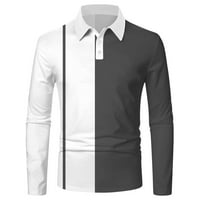 Muške sportske košulje patchwork ispisani ovratnik dugih rukava s dugim rukavima Četiri sezone modni šivanje kontrastnog dizajna rever gumba za odjeću kućna odjeća meka bluza