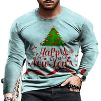 COLISHA MEN T majice majica s dugim rukavima tiskani vrhovi Comfy Xmas Crew vrat pulover zeleno + stablo m