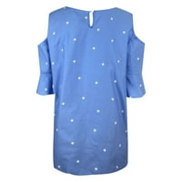 iopqo ženske majice T-majice za žene žene van ramena plus veličine bluza s kratkim rukavima labava top košulja plava xl