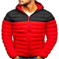 Beiwei Muška jakna dugi rukav kaput Boja blok odjeća zadebljane kapute Jeseni vratni vrat poslovne crvene