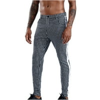 tklpehg hlače za muškarce Moda udobna boja pune boje casual dugačke hlače prugasta remen za pojas patent zatvarača ličnosti malene džepne pantalone