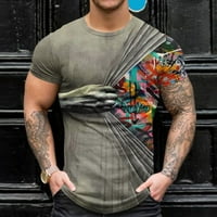 Tosmy muns majica Men Casual Slim Fashion 3D majica za tiskane posade Top kratkih rukava Muški vintage