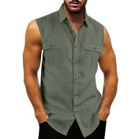 Muška majica Ležerne prilike Slabene letnje FIT Ljetni gornji dvostruki džep bez rukava Okrenite majice