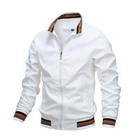 Tking modna casual jakna Muška proljeća i pad sportove solidne boje Muška jakna - bijela 5xl