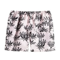 Avamo muškarci Lounge Elastična struka Plaža Kratke hlače Coconut Tree Print Havajska kratke hlače od plaža sa džepom ružičastim m