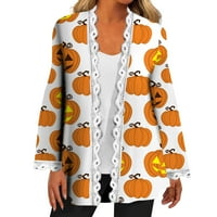 HHEI_K traper jakna za žene Halloween Cardigan za žene Jesen otvorena prednja čipka dugih rukava labav