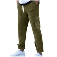 Korduroy pantalone Duksevi su labavi ravni multi džepni muške povremene hlače