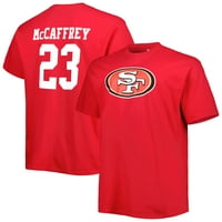 Muške fanatike marke Christian McCaffrey Scarlet San Francisco 49ers Big & Visok Ime igrača i majica