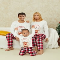 Springcmy Božić Porodica Podudaranje pidžama Set Odrasle Kids Baby Deer Print Tops + Plaid hlače Xmas