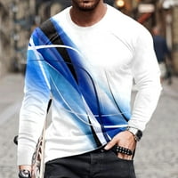 Muškarci Casual okrugli izrez Bluza Kratki rukav Pulover linija 3D tiskana majica plava, xxxl