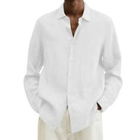 Charella Man Partwn ovratnik dugih rukava majica Majica Summer Print Button Bluza skleina bijela, l