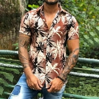 Smihono Rollback Havajske majice za muškarce Ljetna modna bluza trendovi grafički tee vrhovi kratkih rukava cvjetni gumb dolje rever tropski postrojenja Ispiši labave ležerne slobodno vrijeme Khaki 18