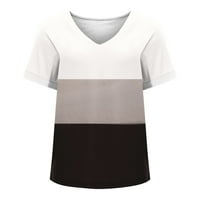 Ženski vrhovi na klirensu kratki rukav labav Fit V-izrez Majica Ljetne majice Ženski čaj, crna, s