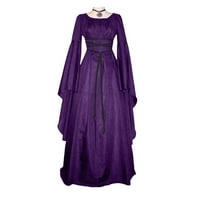 Renesansna haljina za žene gotičke haljine Vintage čipke up haljine haljine haljine a-ljubičaste male