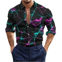 Muške modne majice Trendy 3D gradijentno kolor na dugim rukavima s dugim rukavima dolje na havajske