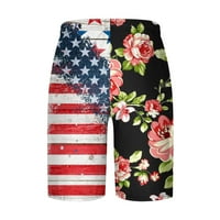 Ljetne kratke hlače na plaži za muškarce Brzo suho obložene pukotine kupaca s džepovima Havajski stil prugasti zvijezde cvijeće tiskane hlače lutalica Crvena XL