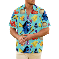 Pronalaženje Nemo tema Muška havajska košulja za kratkim rukavima, pronalaženje Nemo ljeto plaže casual gumb niz havajske majice