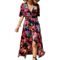 Ženska cvjetna haljina zavoj midi haljina za plažu na plaži