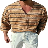 Cindysus Men Loot Fit Osnovna majica Muške casual bluza V izrez plaže prugasti modni ljetni vrhovi