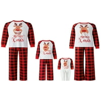 Podudaranje porodičnih pidžama postavlja Xmas Jeleer Print majica s dugim rukavima sa plaičnim hlačama