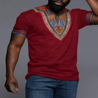 Muškarci saodimallsua afrički Dashiki V izrez Slim Fit majica