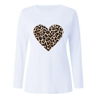 Bluze za žene Žene Valentinovo Ležerne prilike dugih rukava O vrat Leopard Ispis Torpice u obliku srca