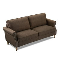 Lowestbes 3-sjedišta modernu kauč, kauč tkanine sa drvenim nogama za spavaću sobu dnevni boravak, smeđa