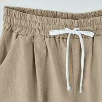 Vremenske pamučne kratke hlače za žene Flora Print Crtaving Bermuda Hlače Ljetne elastične kratke hlače visoke struke s džepovima, l