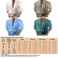Beiwei Muške košulje dugih rukava Jedrenje Ispis Tunic Majica Modna bluza Muške postolje Corna Redovna