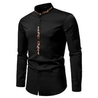 Adviicd Ljetni vrhovi za muškarce muške flannelne majice s dugim rukavima Regularni fit casual gumb dolje majica crna l