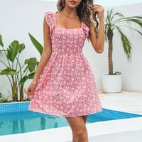 Ženska cvjetna haljina za printu plaža haljina bez rukava bez rukava ubrzana kratka haljina