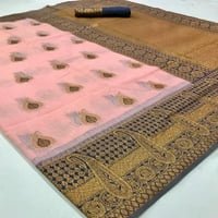 Tradicionalna stranačka habanje Bollywood Dizajnerska žena čista posteljina svila saree bluza Indijski