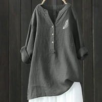 Hvyesh Plus size za žene Dressy posteljina dugih rukava Tunic The Casual Button V izrez Graphic Print TEE majice Bluza