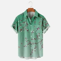 CLlios Havajska majica za muškarce Ljetna tropska majica uzorka Redovna fit majica kratkih rukava dolje