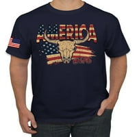 Američki ponos patriotski bik. 'Američki zastava za zastavu Američki pride muški čaj, mornarica, 4x-velika