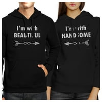 Lijepi i zgodni crni pulover duksevi koji odgovaraju poklon za parove