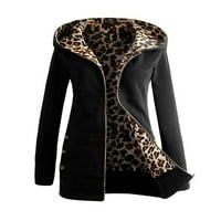 Modna ženska jakna za toplu FAU-u zimske leopard dugih rukava