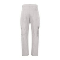 Virmaxy radne pantalone za muškarce tanke solidne boje ravno hlače na otvorenom sportski planinari planinarski trenerci modne povremene teretne hlače siva-f m