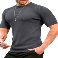 Groanlook muškarci T majice vafle ljetne vrhove majica kratkih rukava plaža pulover Redovna fit bluza duboko siva 2xl