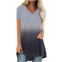 Bluze čipke za žene trendovske čvrste boje V izrez šifonske majice casual šuplje dugih rukava Tunnic majice Tee