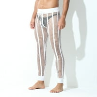tklpehg hlače za muškarce casual modne duge hlače Čvrsto boje komfej elastične struke seksi mrežaste
