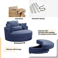 Okretni akcent barel Moderni plavi sofa lounge klub Velika okrugla stolica sa skladištem Osmanska lanena