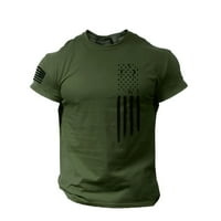 Wendunide Polo majice za muškarce muške tiskane majice Američka zastava nestrpljive o vrat kratkih rukava bluza zelena l