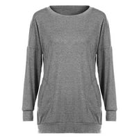 Fall vrhovi za žene Trendy u klirensu jesen Trendy Solid Boja pulover s dugim rukavima Dreski ležerne