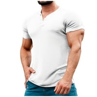 GAISEEIS Ljeto Muškarci Veliki čvrsti okrugli vrat kratki rukav majica Slim Fit Ležerna majica Bijela XXXL