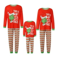 Slatka crtana pidžama - Porodična božićna pidžama set, zeleni sladak crtani print