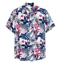 Ljetni vrhovi ljetovinska majica muške majice kratkih rukava Kubanska majica Havajski stil uzorak kratkih rukava bluza i majica pamučne majice za muškarce Gym majice, ljubičasta, m