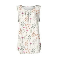 Ljetni vrhovi za ženske majice s kvadratnim vratom Cvijeće bez rukava Ispiši vrh